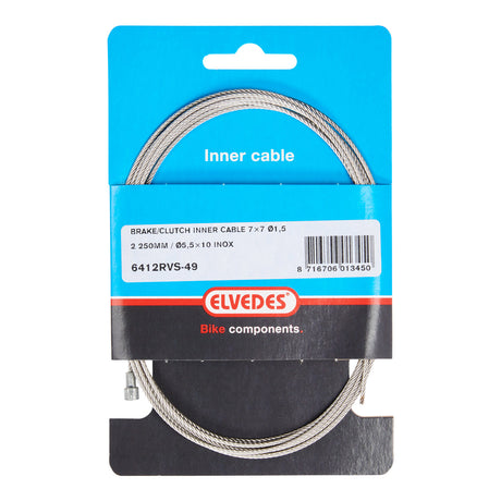 Elvedes rem binnenkabel 2250mm v-nippel 6412rvs-49