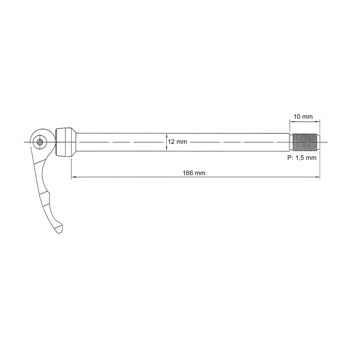 Novatec qr269r steekas ø12mm 166mm met quick release