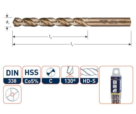 Rotec spiraalboor din338 co 8.0mm