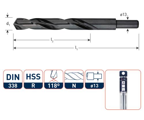 Rotec spiraalboor din338 hss-r 20.5mm afgedraaid
