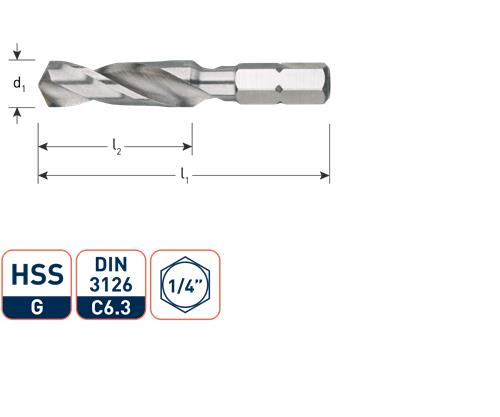 Rotec spiraalboor hss 6.0mm 1 4 bit opname
