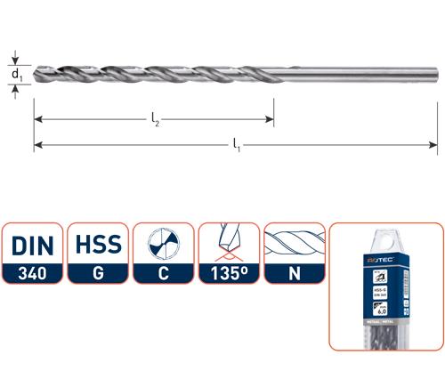Rotec spiraalboor din340n 9.0mm lang