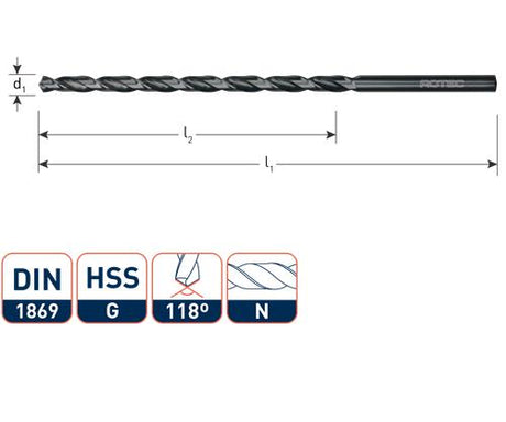 Rotec spiraalboor extra lang 6.0x260 180