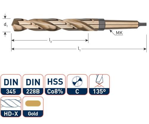 Rotec mc boor din345 14.0mm cobalt