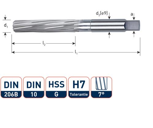 Rotec handruimer h7 5mm hss-g din206-b