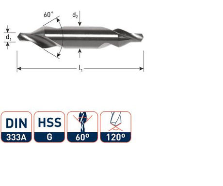 Rotec centreerboor din333a 5.0mm schacht 12.5