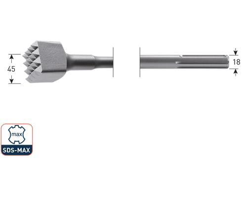 Rotec sds max bouchardeerbeitel 45x45x240mm