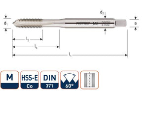 Rotec machinetap din376 m8