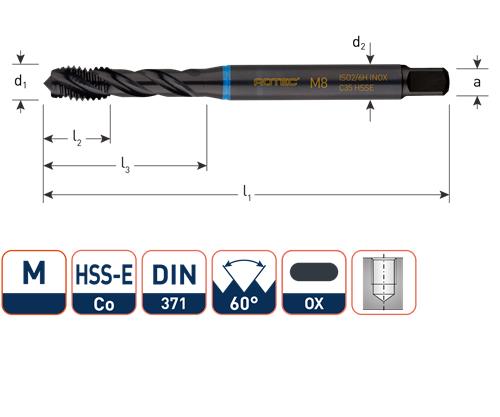 Rotec machinetap din371 m5 rvs blind