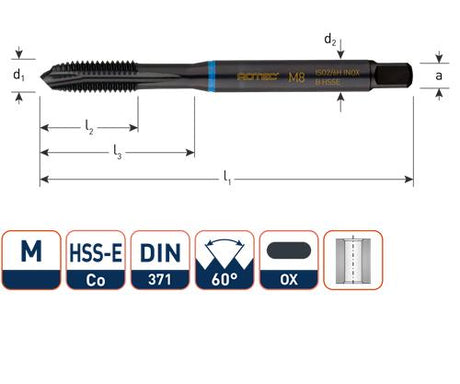 Rotec machinetap din371 m3 rvs