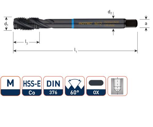 Rotec machinetap din376 m12 rvs blind