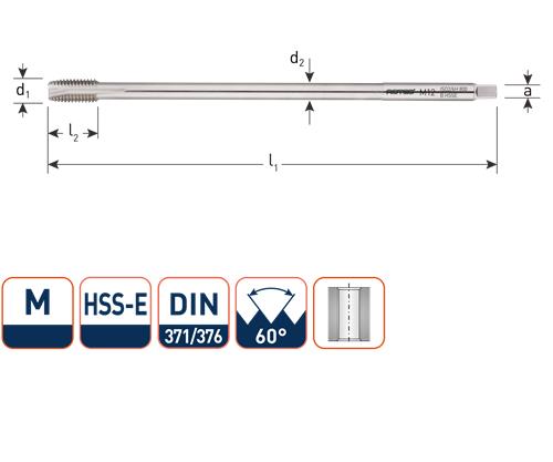 Rotec machinetap extra lang m12 din357