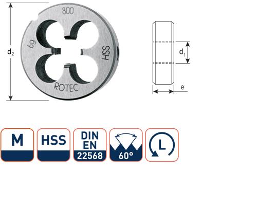Rotec ronde snijplaat m4 20x5 hss links