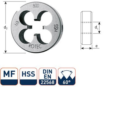 Rotec ronde snijplaat mf14x1.5 hss