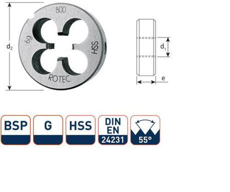 Rotec ronde snijplaat bsp g1 2 hss