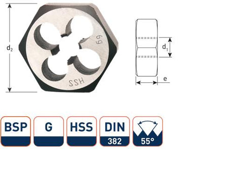 Rotec zeskant snijmoer bsp g1 din382 hss