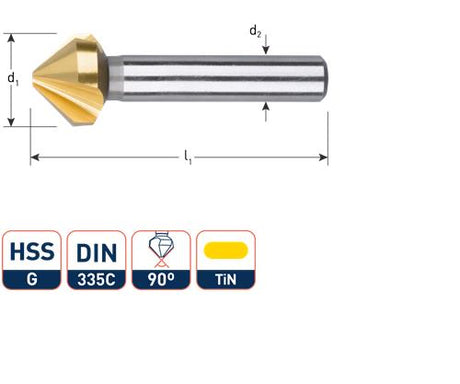 Rotec verzinkfrees 60gr. 3-snijder 10.0mm