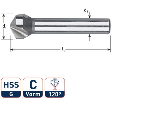 Rotec verzinkfrees 120gr. 3-snijder 16.5mm