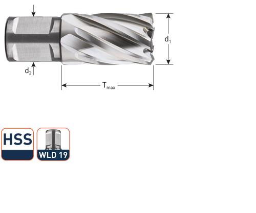 Rotec kernboor hss silver-line 45.0mm sl55 weldon