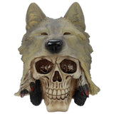 Schedel met wolf hoofd woonaccessoire