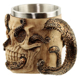Bronskleurige octopus schedel decoratieve kroes