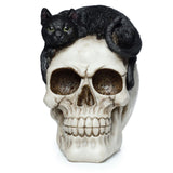 Schedel met zwarte kat woonaccessoire