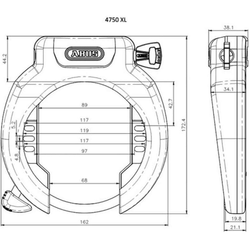 ABUS Frame Ringslot Amparo 4750xl R. Niveau de sécurité 9. Avec grande ouverture de roues