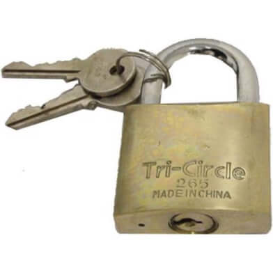 Tri-Circle Padlock 32mm Gray Key Lock