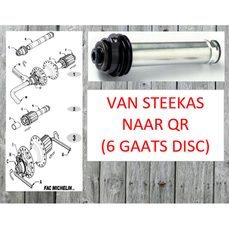 Miche achternaaf adaptor voor steekas naar qr dx m disc