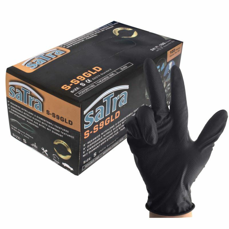 Satra zwarte nitril handschoenen roz. s 100szt.