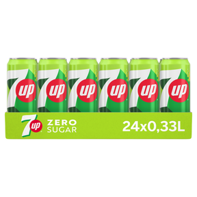 Seven up zero sugar sleek blik (24x 33 cl)