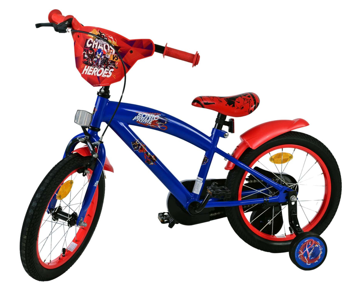 Sonic prime kinderfiets - jongens - 16 inch - blauw rood