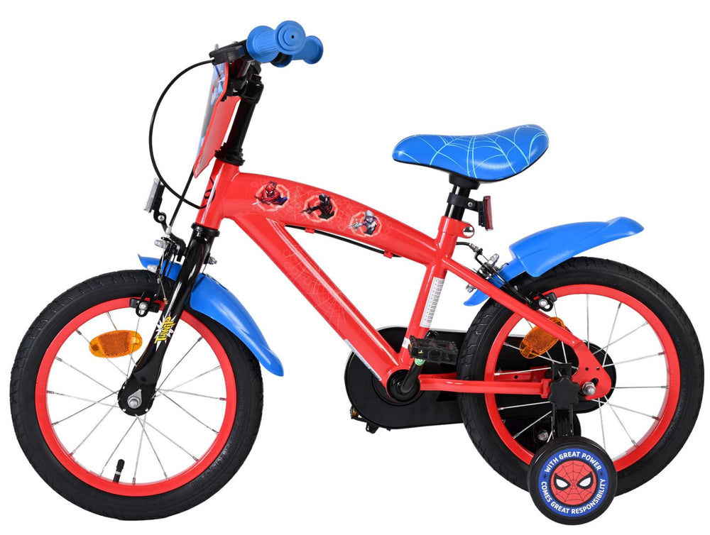 Spiderman spider-man kinderfiets - jongens - 14 inch - blauw rood - twee handremmen