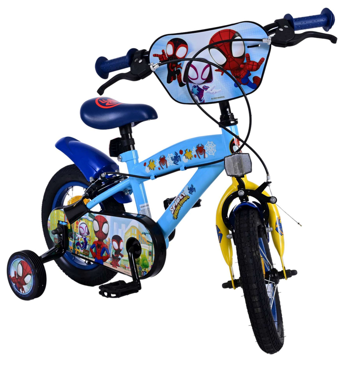 Spidey y sus increíbles amigos Spidey Children's Bike Boys 12 pulgadas azules de dos manos