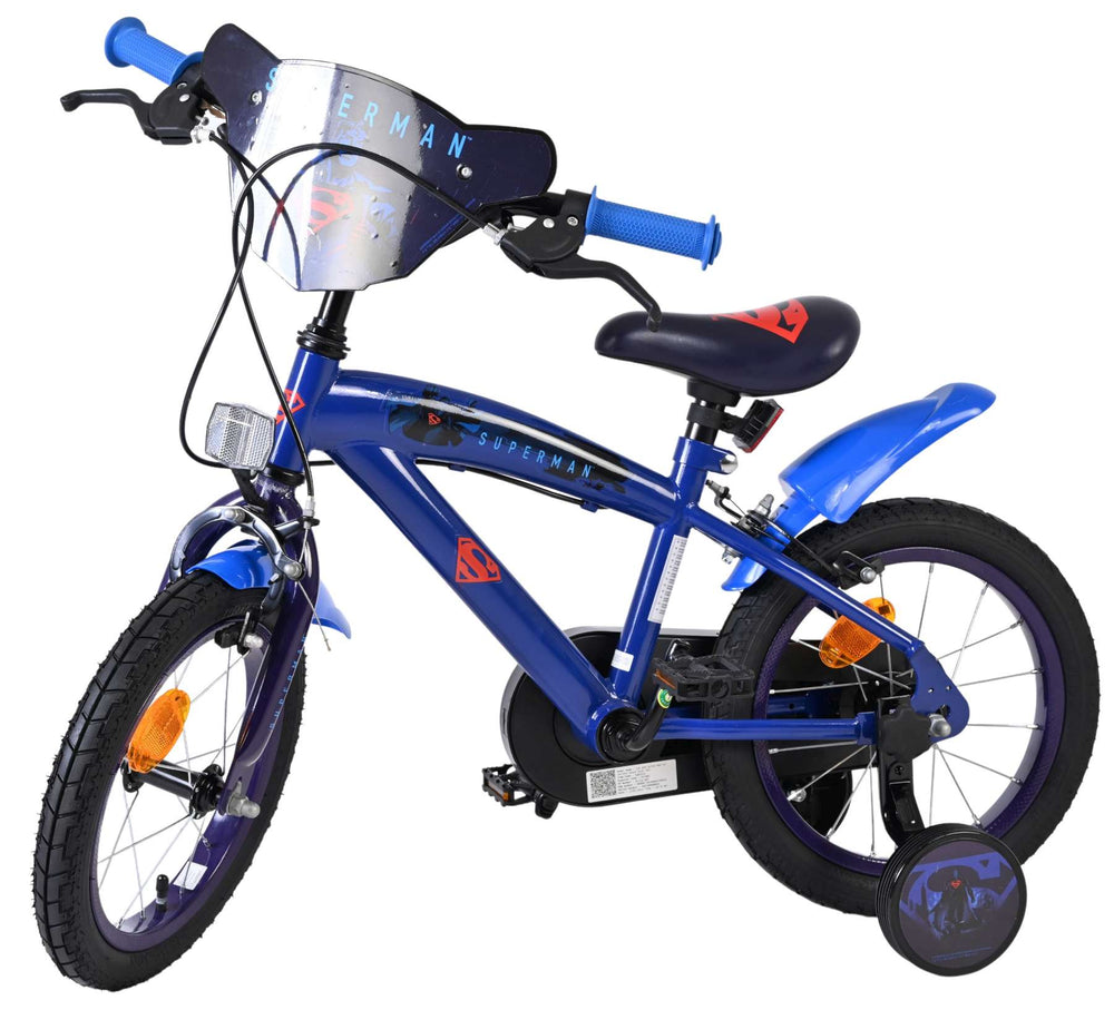 Volare superman kinderfiets - jongens - 14 inch - blauw - twee handremmen
