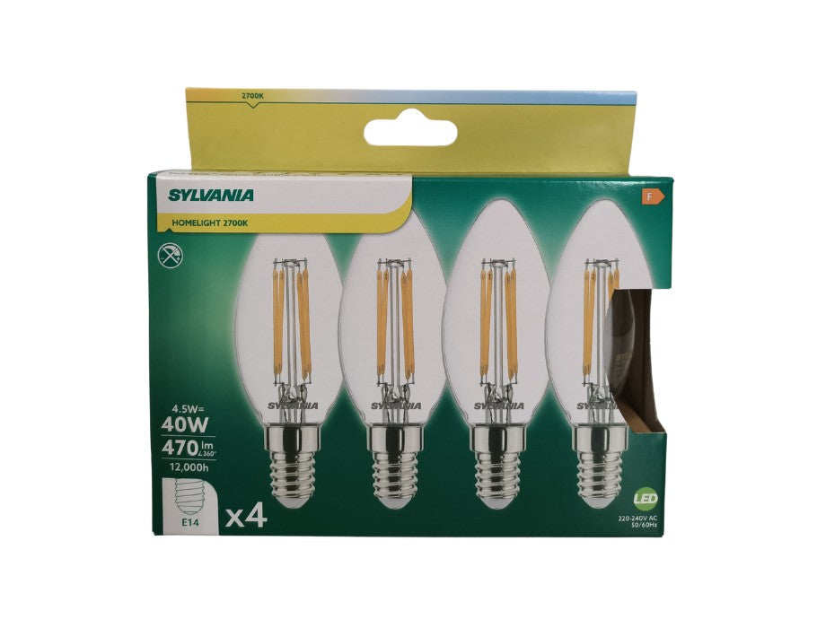 Sylvania Led Lamp E14 470 LM Candle Clear 4 pieces