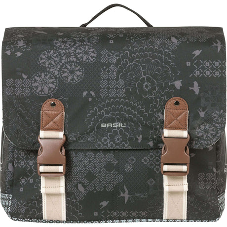 Basil dubbele fietstas bohème mik 35 liter - zwart charcoal