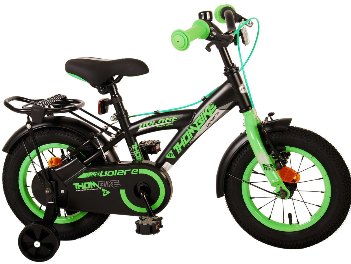 Volare Thombike Children's Bike Boys 12 Inch Black Green Two Hand Brakes