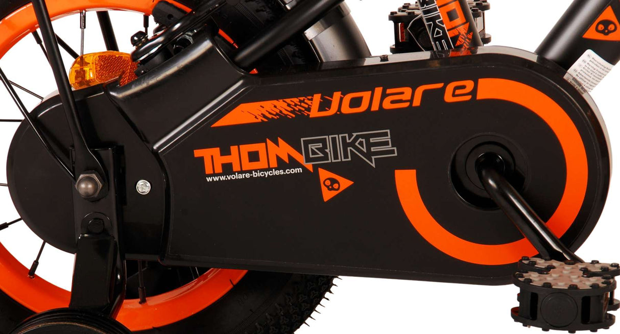 Volare Thombike Kinderfiets - Jongens - 12 inch - Zwart Oranje - Twee Handremmen