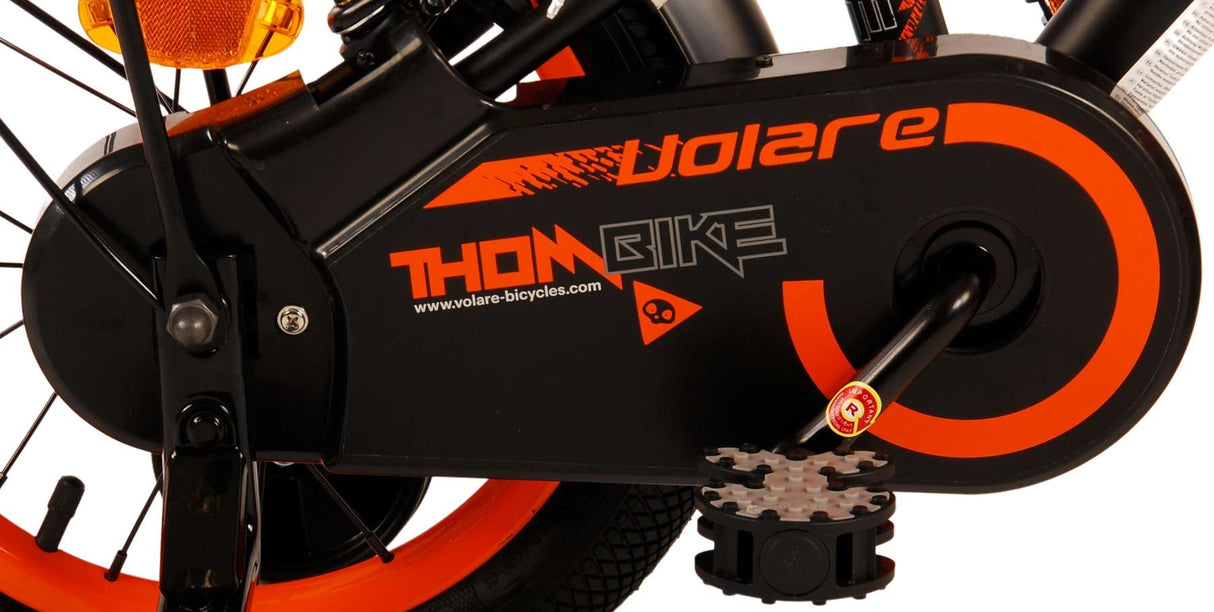 Volare Thombike Kinderfiets Jongens 14 inch Zwart Oranje Twee Handremmen