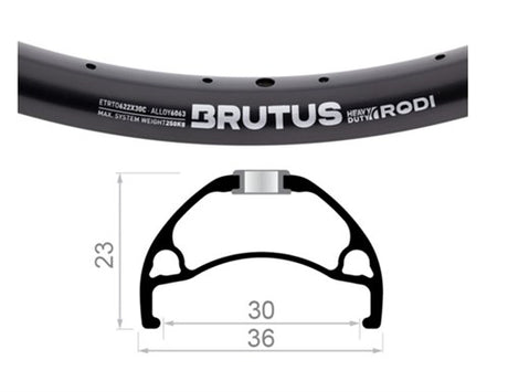 Rodi velg brutus-30 28 inch 36 13 30mm zwart ongeslepen
