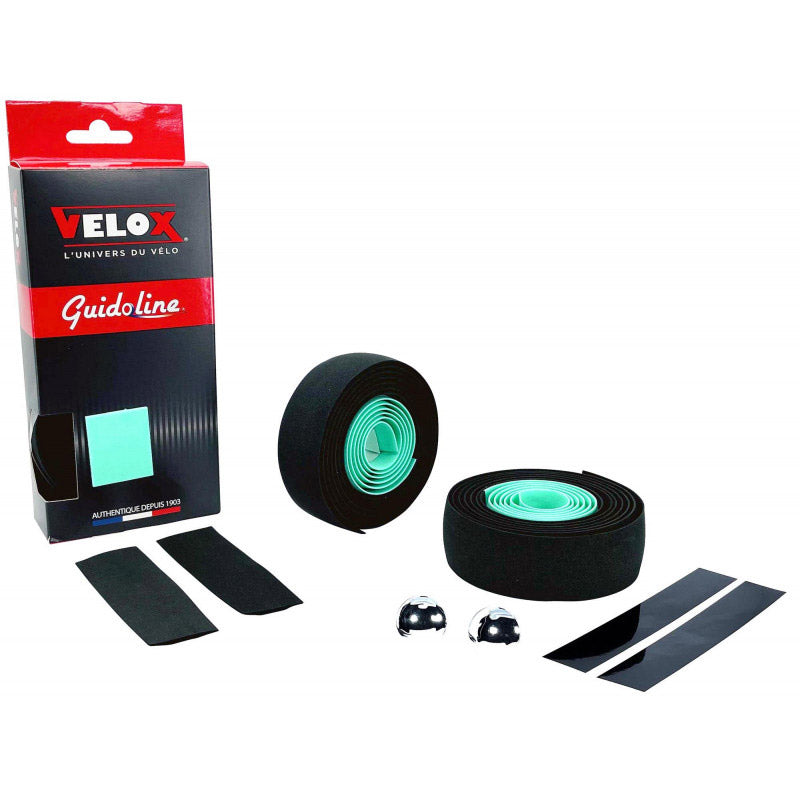 Velox stuurtape maxi cork bicolor zwart celeste (2st)