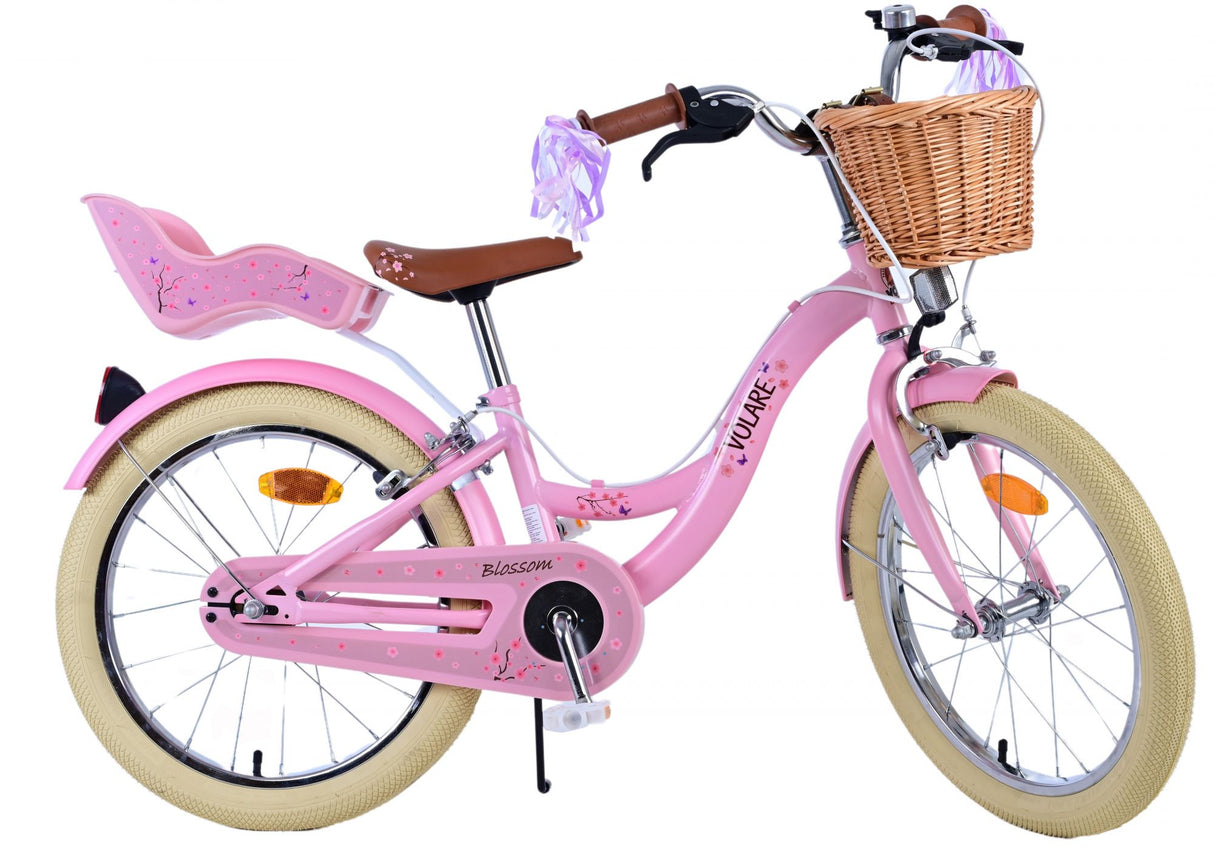 Volare blossom kinderfiets - meisjes - 18 inch - roze - twee handremmen