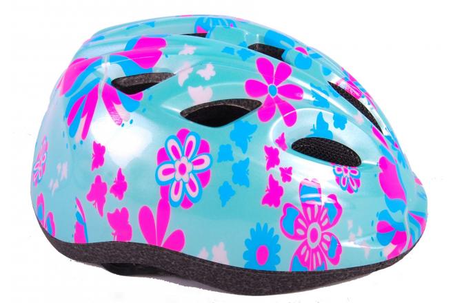 Volare le casque de vélo pour enfants XS Fleurs roses bleues 47-51 cm supplémentaires supplémentaires