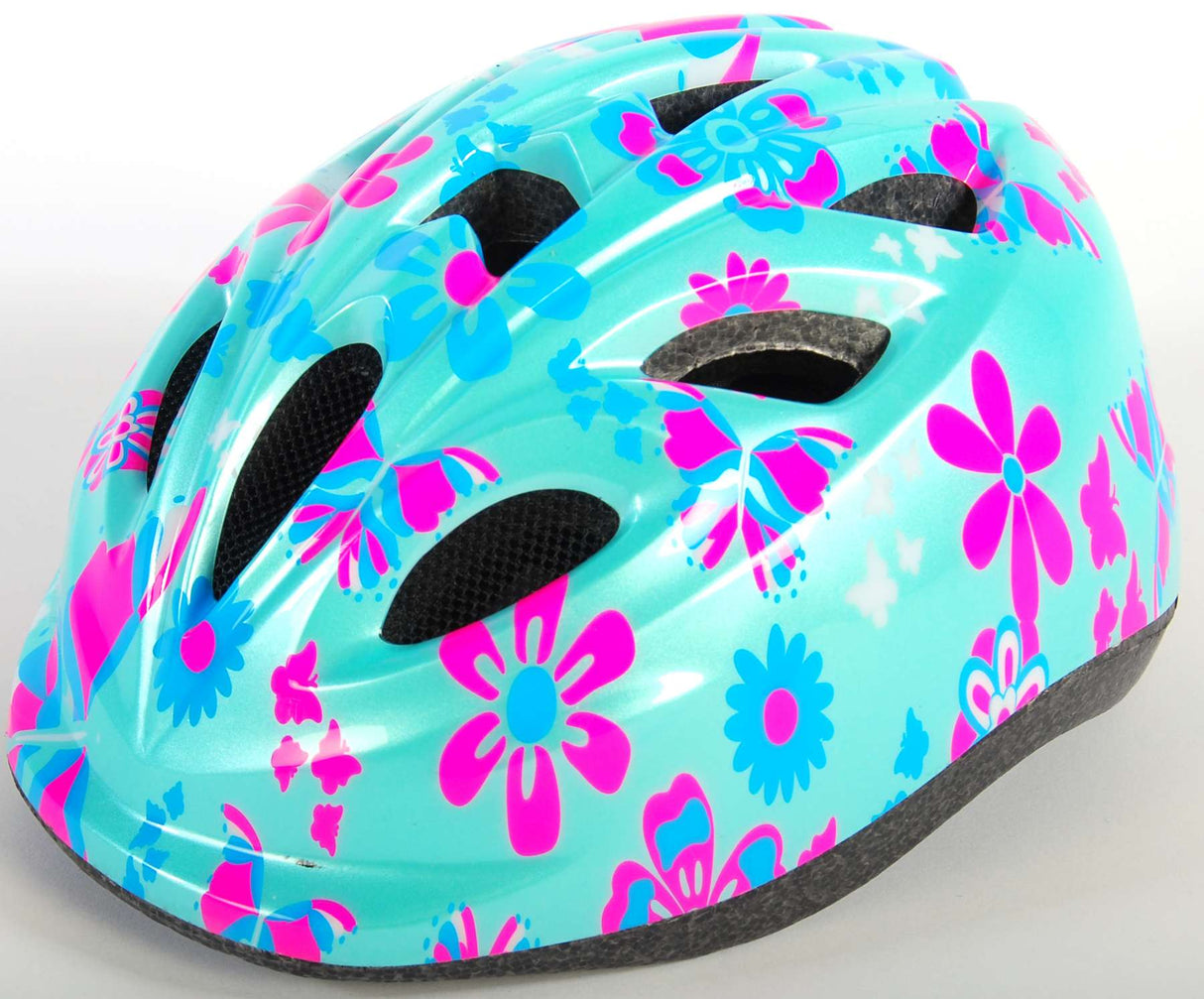 Volare le casque de vélo pour enfants XS Fleurs roses bleues 47-51 cm supplémentaires supplémentaires