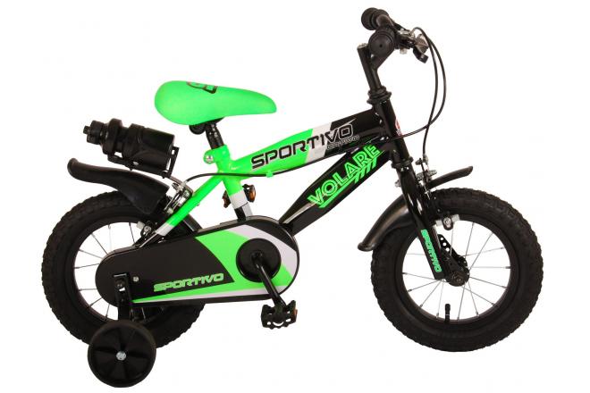 Volare Sportivo Bike Bike Boys de 12 pulgadas Neon Black Dos frenos de mano 95% ensamblados