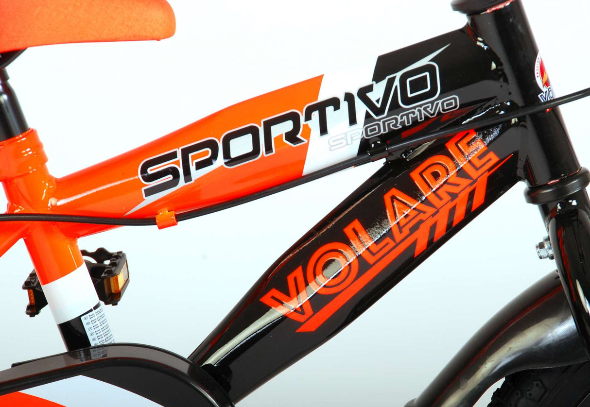 Volare Sportvivo Kanner Velo - Jongen - 12 Zoll - Neon Oanrijär - zwee Handbremsen - 95% versammelt