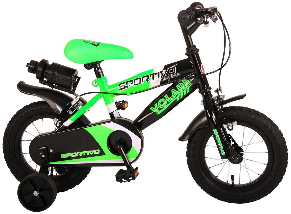 Volare Sportivo Bike Bike Boys de 12 pulgadas Neon Black Dos frenos de mano 95% ensamblados