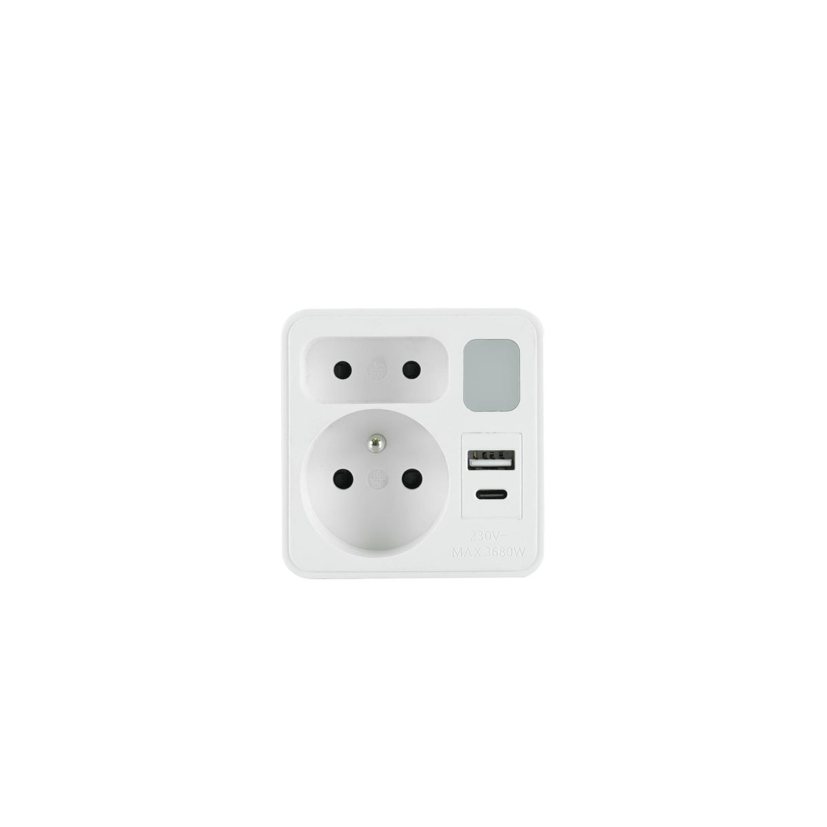 Plastrol dubbel-district met licht 1x usb + 1x usb c