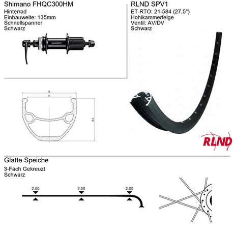 Roland achterwiel 27.5 21-584 zwart centerlock cassette rlnd spv1